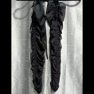 Dolls Kill Baseline Mesh Ruched Thigh High Stockings Black M/L